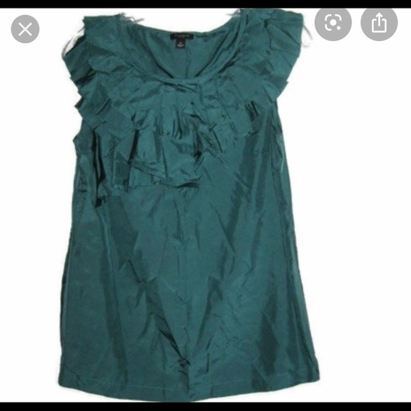 Ann Taylor Ruffle Blouse in Blue & Green - Picture 6 of 6